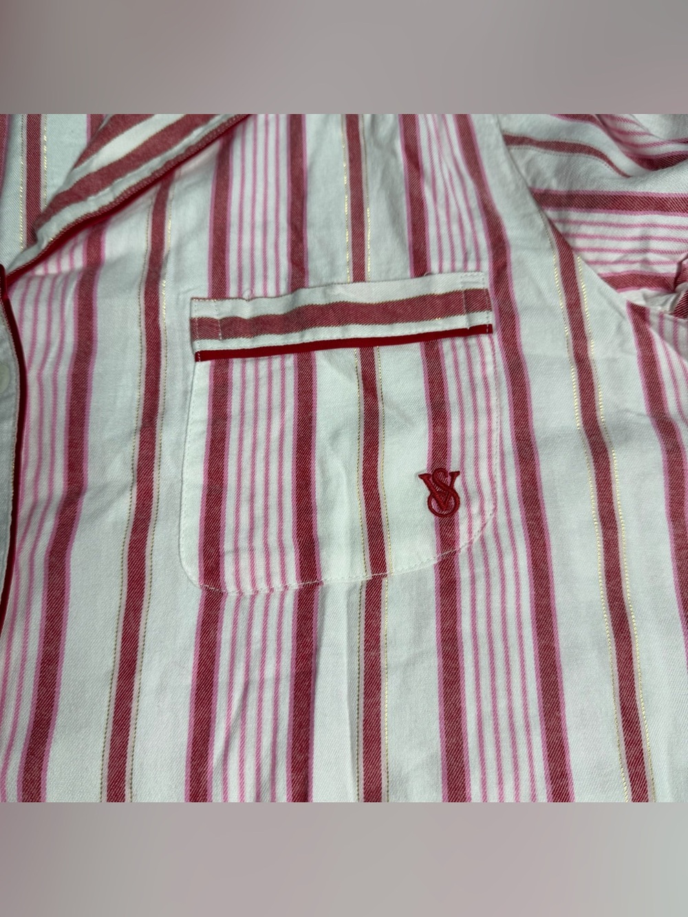 Victoria's Secret VICTORIA Pink CANDY CANE Holiday FLANNEL PAJAMAS Medium Short - Picture 13 of 16